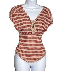 We The Free Lace-up Striped Sail Out Tee Size S